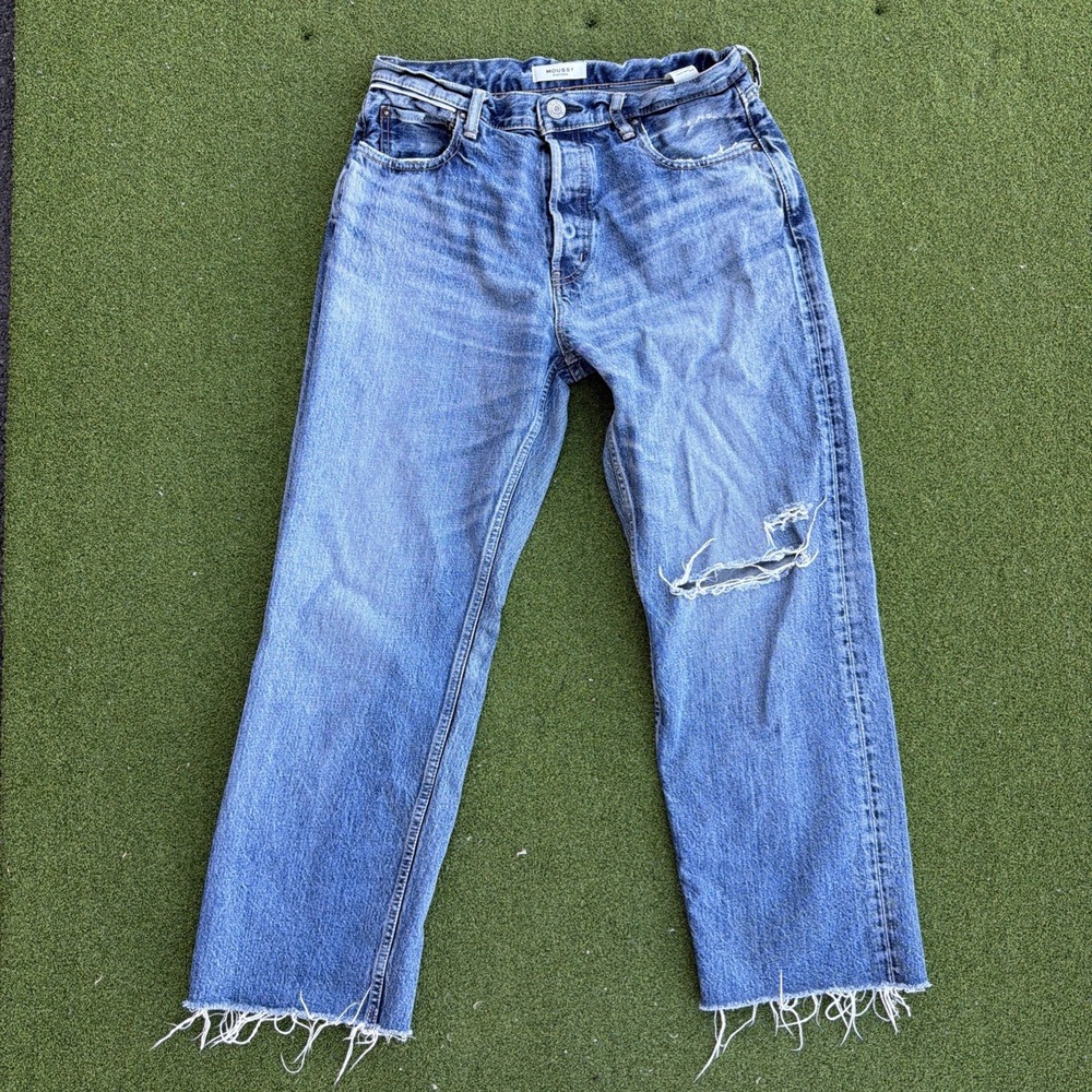 Moussy Vintage Howa Jeans Women's High Rise Straight Raw Hem Made in Japan 29